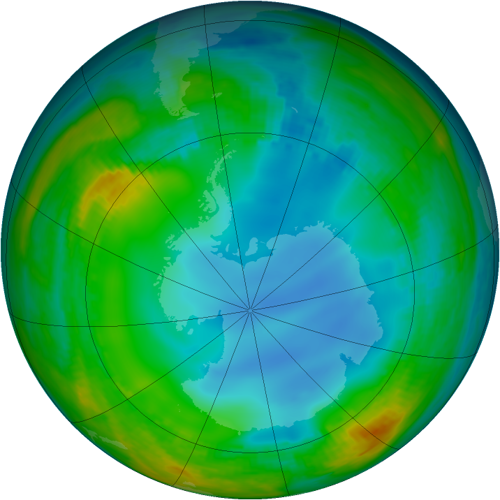 Antarctic ozone map for 09 July 1986